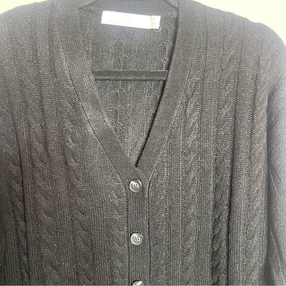 Rachel Parcell Black classic oversized black sweater cardigan NWOT XS - Picture 5 of 10